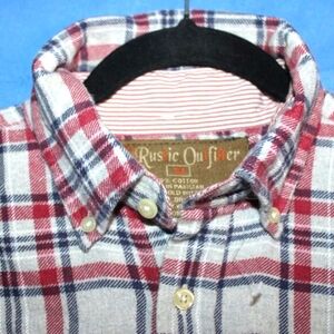 Rustic Outfitters Plaid Flannel Shirt Red Blue Medium